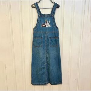 Warner Bros Studio Store Small Vintage Blue Looney Tunes overall Jumper dress